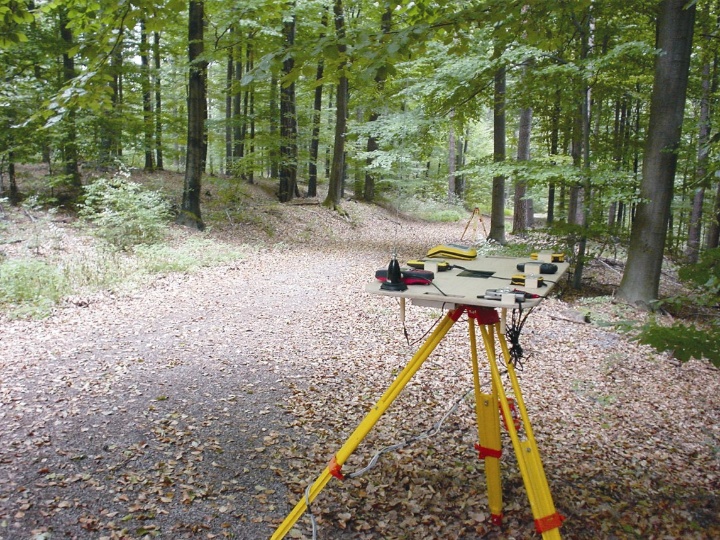 Experimental setup under dense foliage